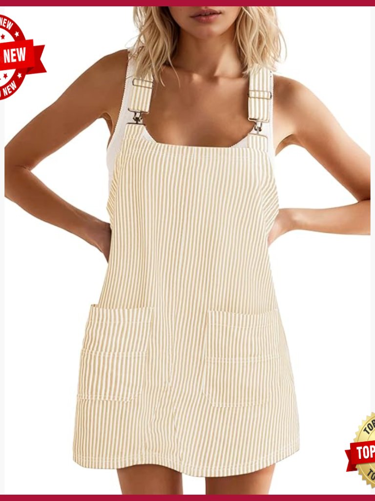Casual Denim Overalls Romper Dress With Pockets Adjustable Straps